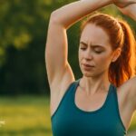 Fitness enthusiast demonstrating good posture during warm-up stretch