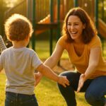 Vibrant wellness lifestyle—mom and kids enjoying physical activity and sunshine together.